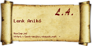 Lenk Anikó névjegykártya